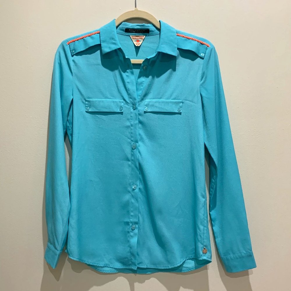 🌴 Maison Scotch Turquoise Western Button Down